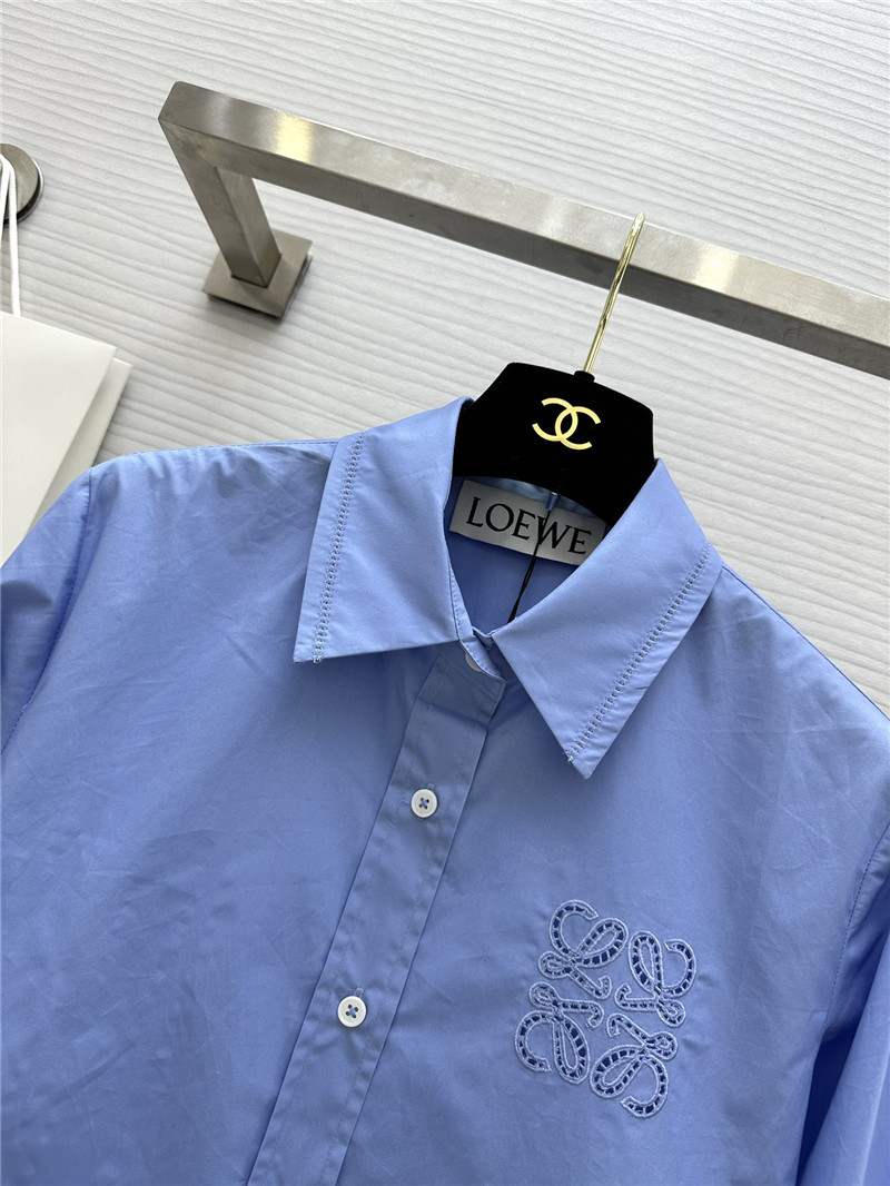 L0ew* embroidered raw edge shirt replicas clothes
