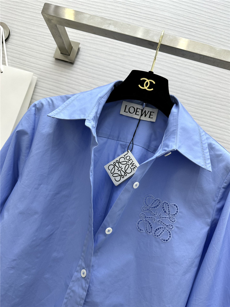L0ew* embroidered raw edge shirt replicas clothes