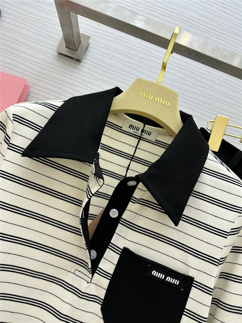 M1um1u striped polo long-sleeved suit replicas clothes
