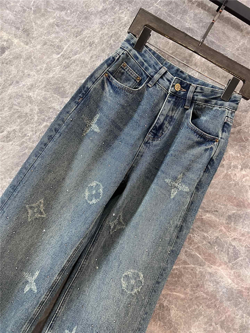 l0vis Vvtt0n lv rhinestone denim trousers replicas clothes