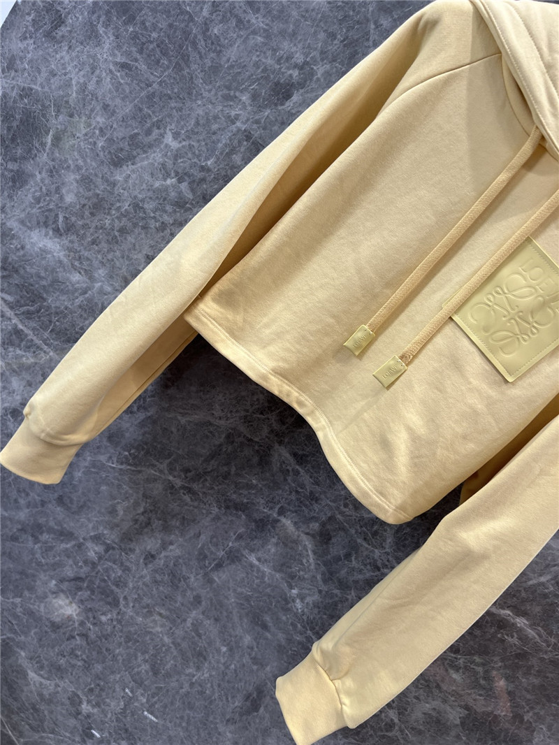 L0ew* cropped cotton hoodie yellow