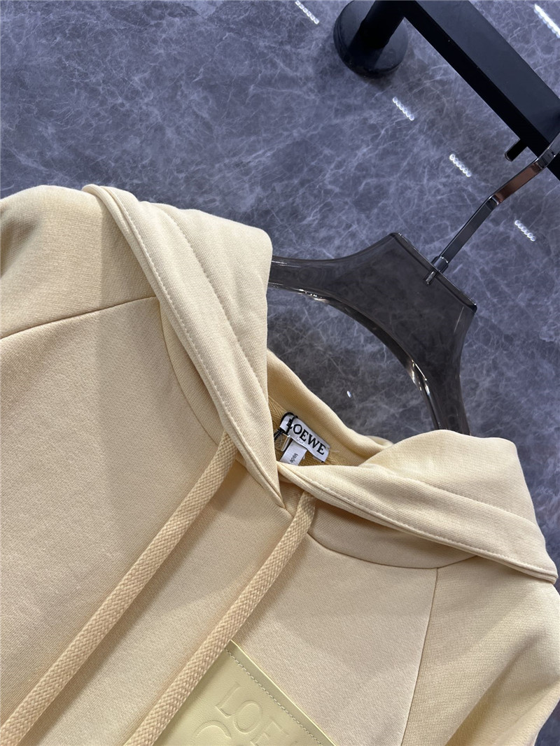 L0ew* cropped cotton hoodie yellow