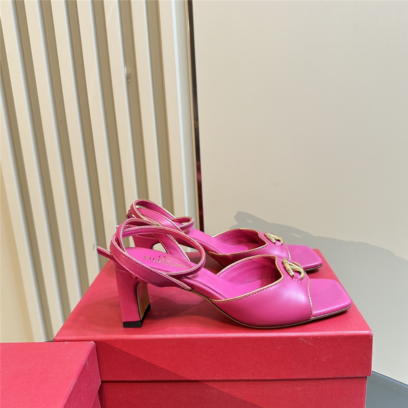 Va1e*ntin0 vlogo locker sandals in fuchsia mirrored calfskin
