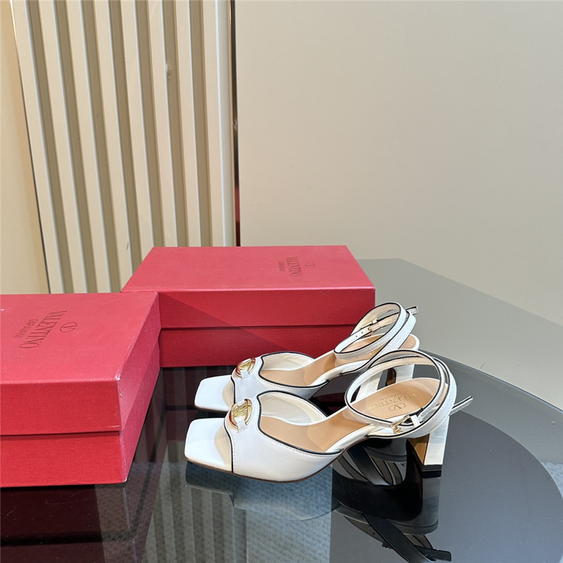 Va1e*ntin0 vlogo locker sandals in white mirrored calfskin