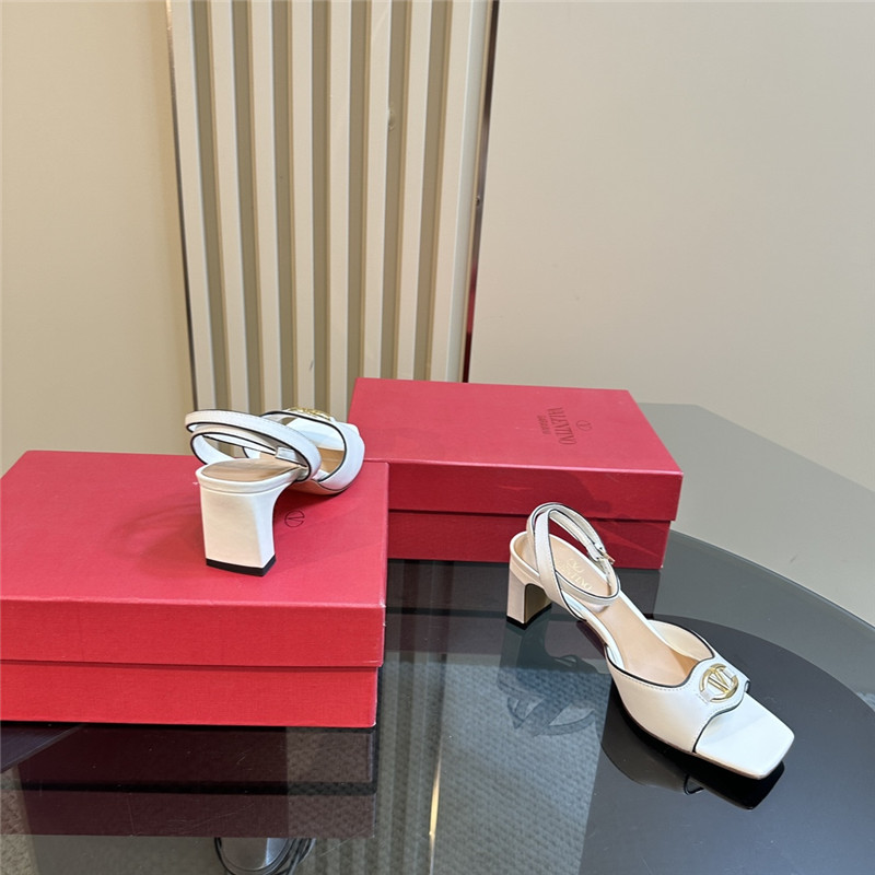 Va1e*ntin0 vlogo locker sandals in white mirrored calfskin
