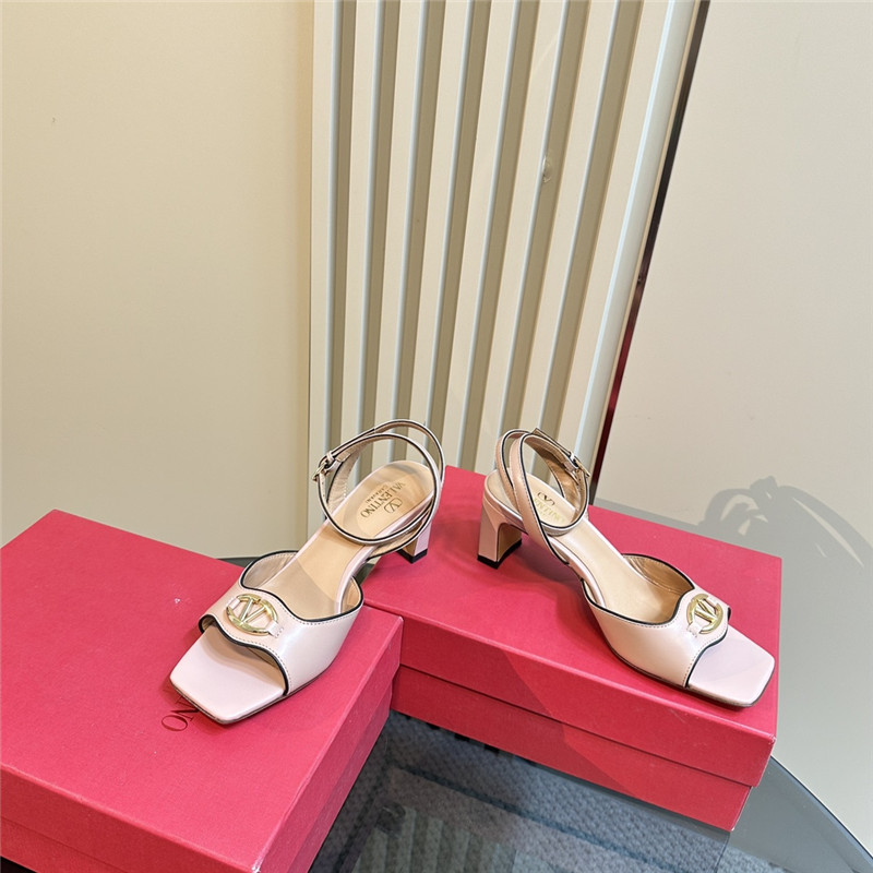 Va1e*ntin0 vlogo locker sandals in pink mirrored calfskin