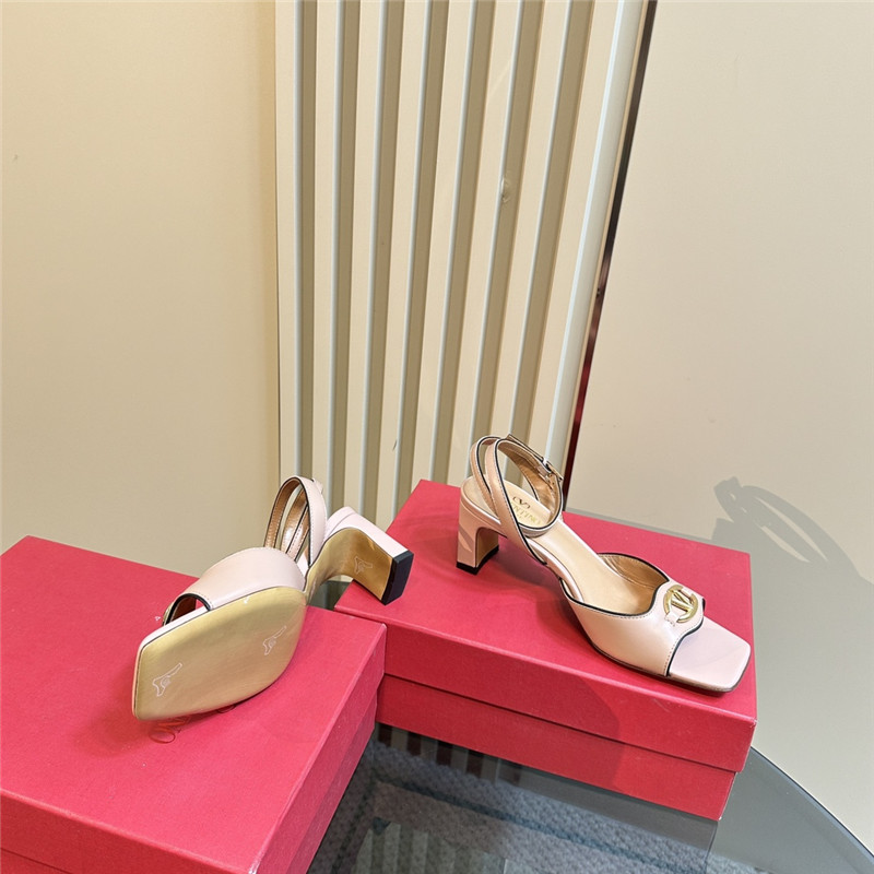 Va1e*ntin0 vlogo locker sandals in pink mirrored calfskin