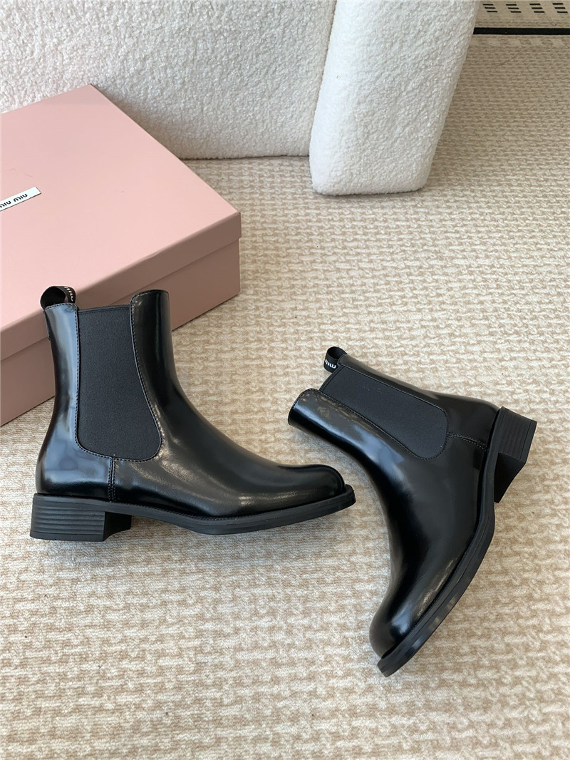 Miu Miu Black Flat Chelsea Boots
