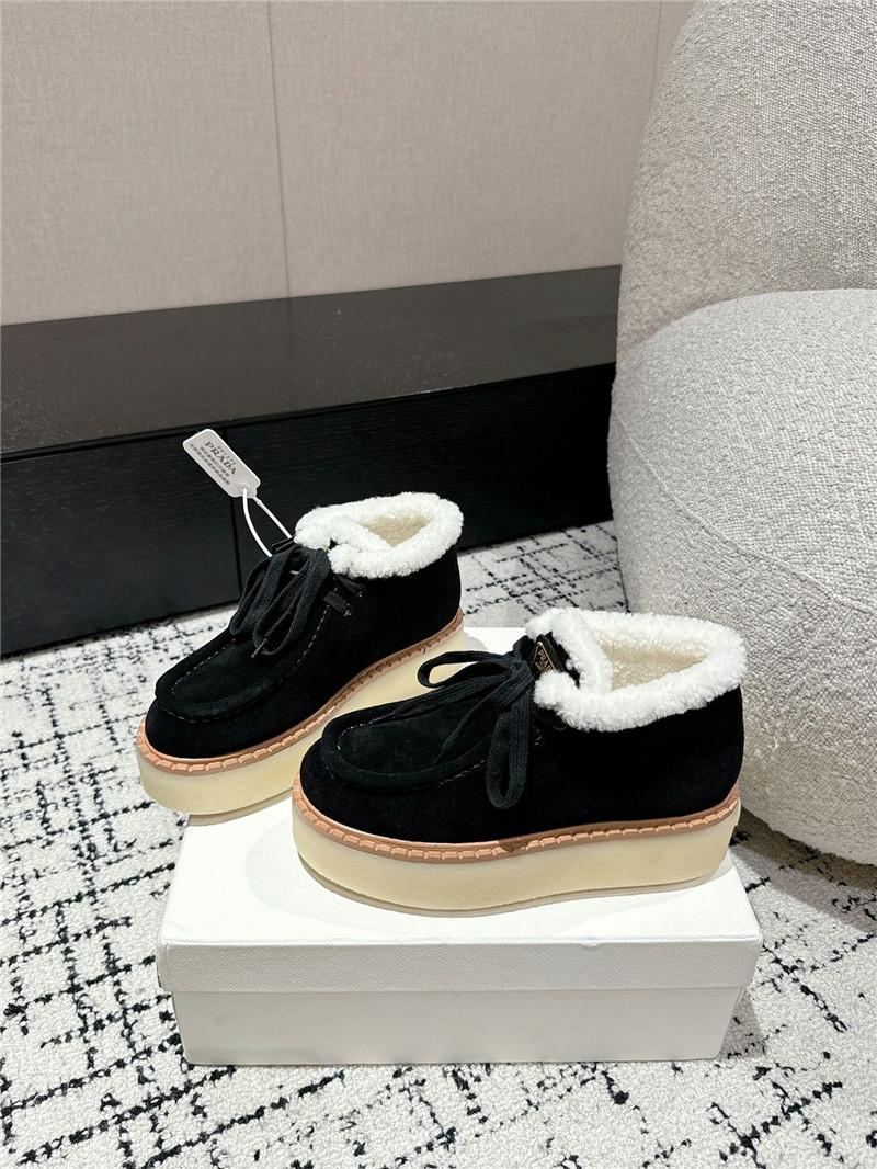 Pra*a suede shearling platform ankle boots