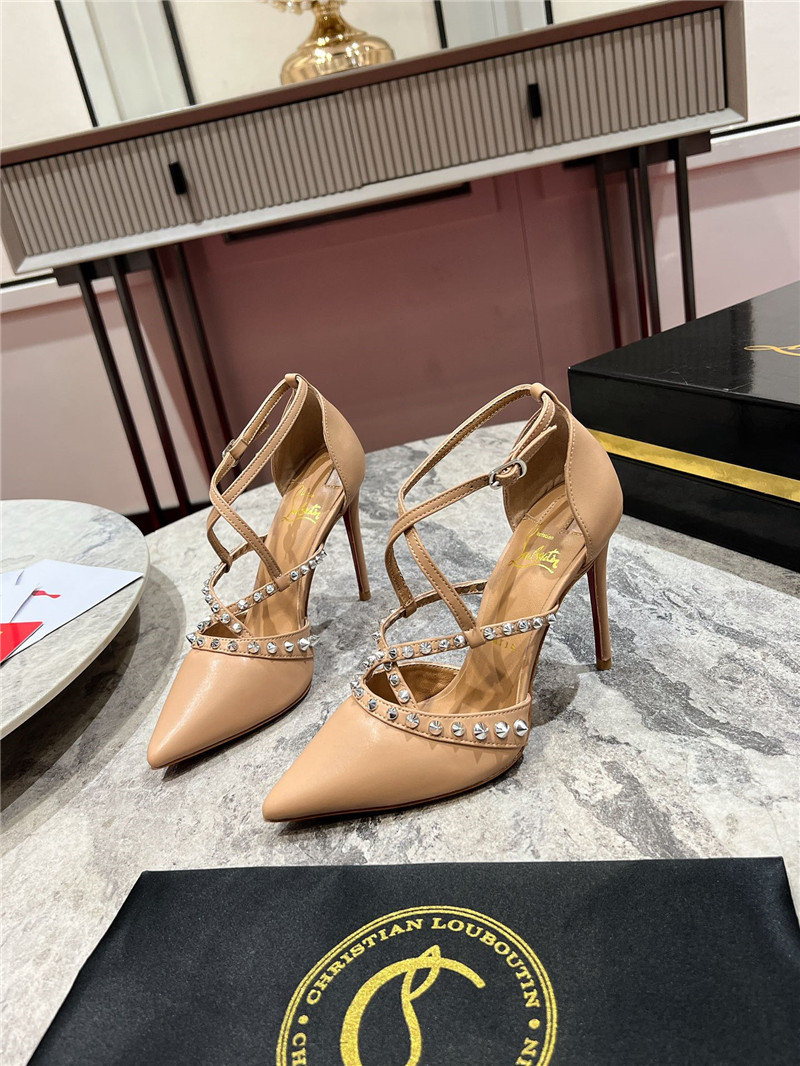 Chr1st1an louboutin tatooshka spikes pump beige