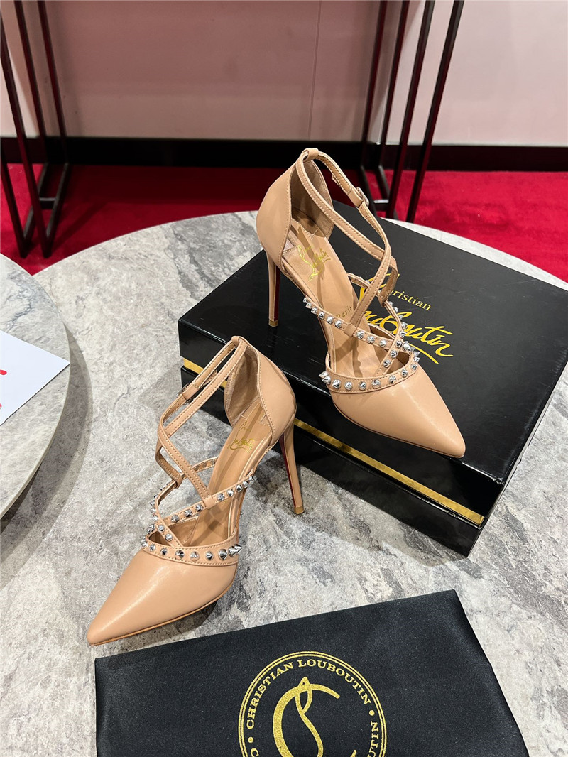Chr1st1an louboutin tatooshka spikes pump beige
