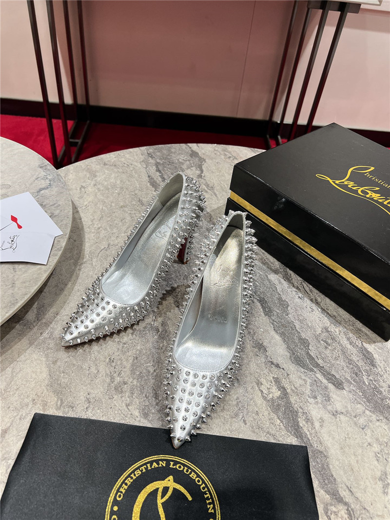 Chr1st1an louboutin spikes 100mm pumps silver