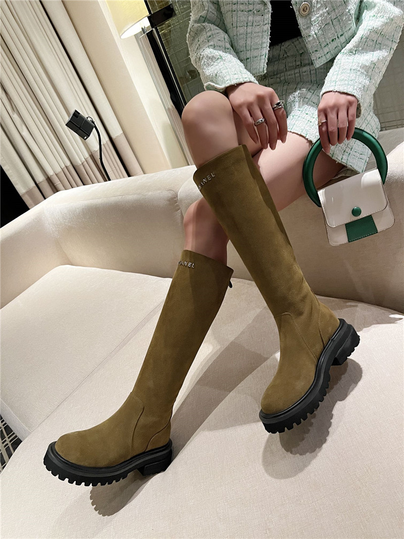 Ch**el women’s brown suede knee-high boots