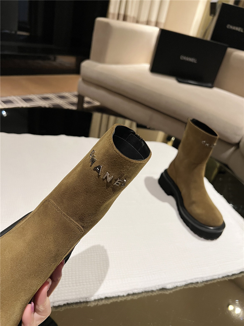 Ch**el women’s brown suede knight martin boots