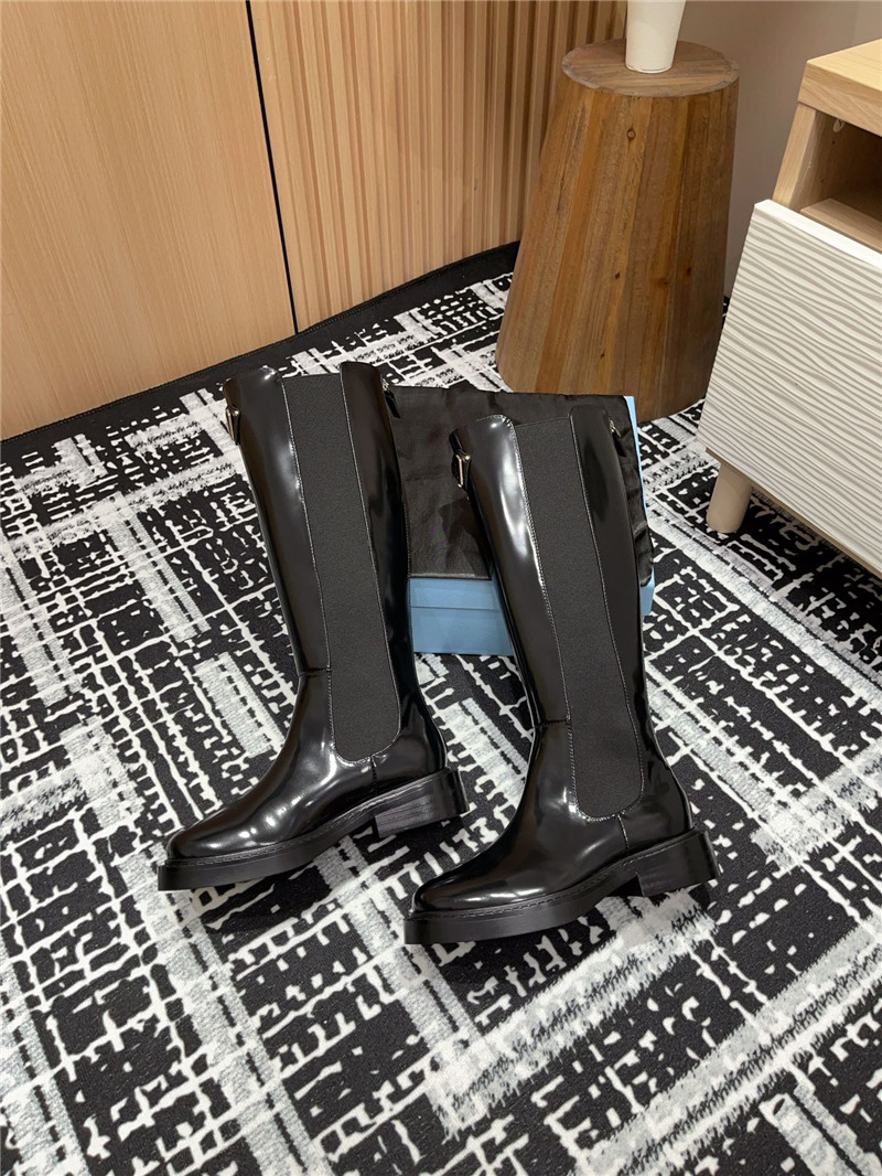 Pra*a patent leather chelsea knee-high boots