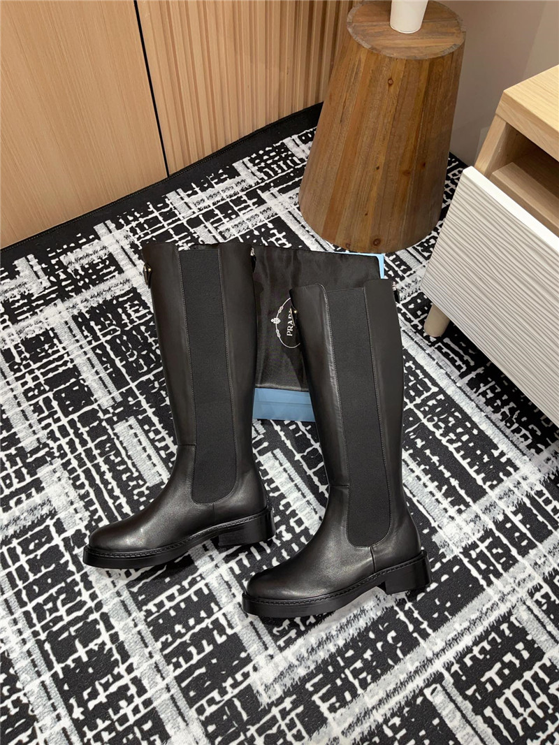 Pra*a logo leather chelsea knee-high boots