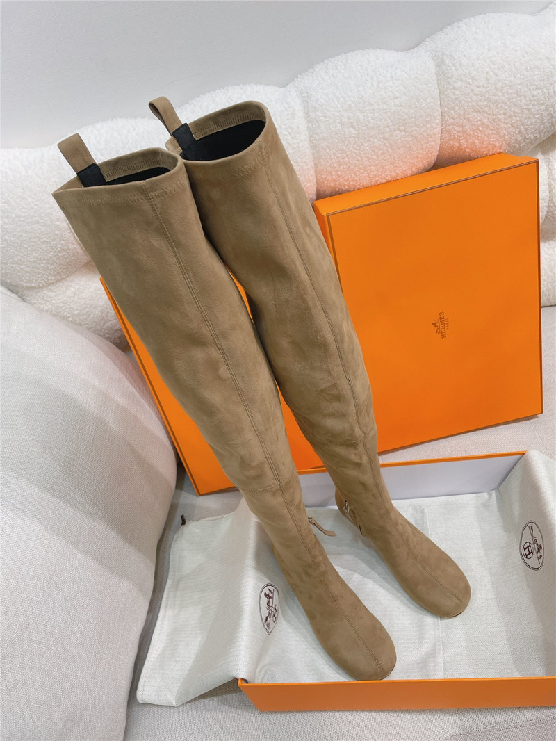 H**me5 brown suede over-the-knee boots