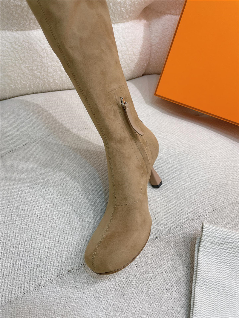 H**me5 brown suede over-the-knee boots