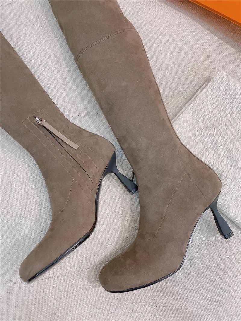 H**me5 women’s beige suede over-the-knee boots