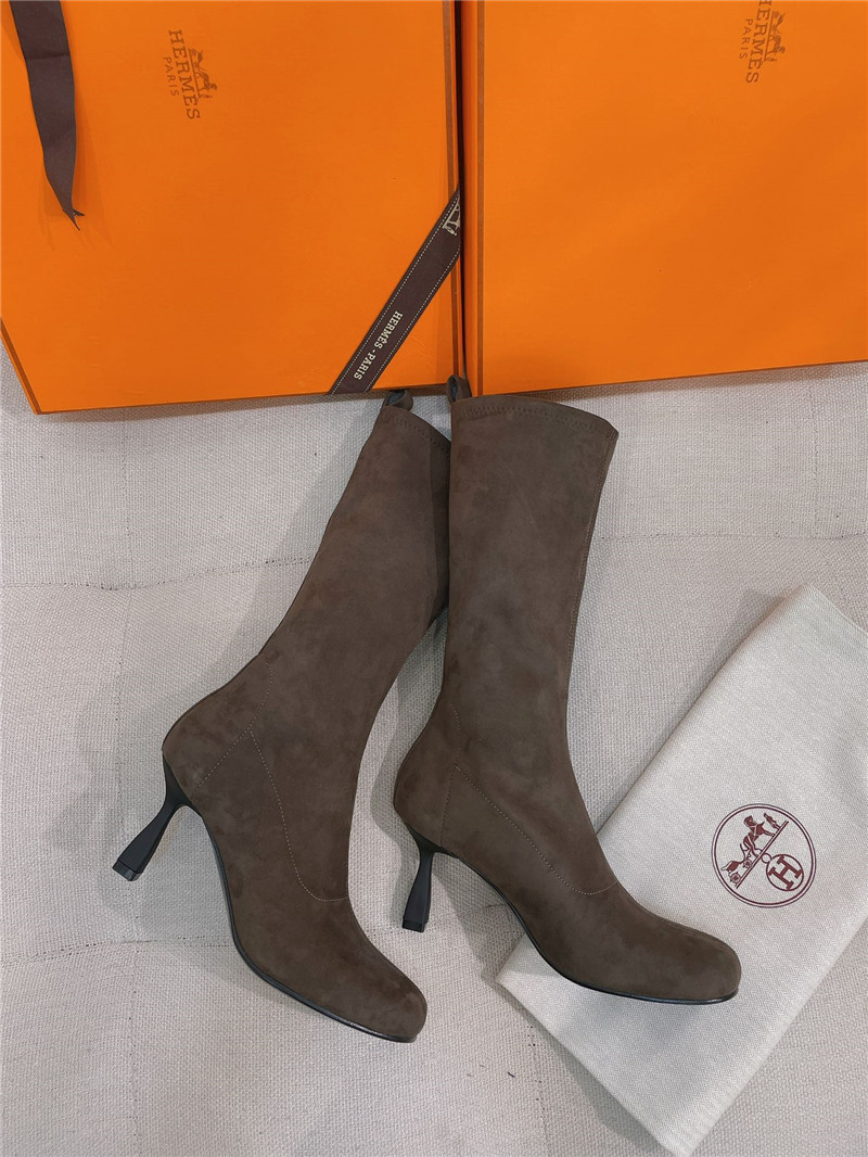 H**me5 women’s brown suede mid calf boots