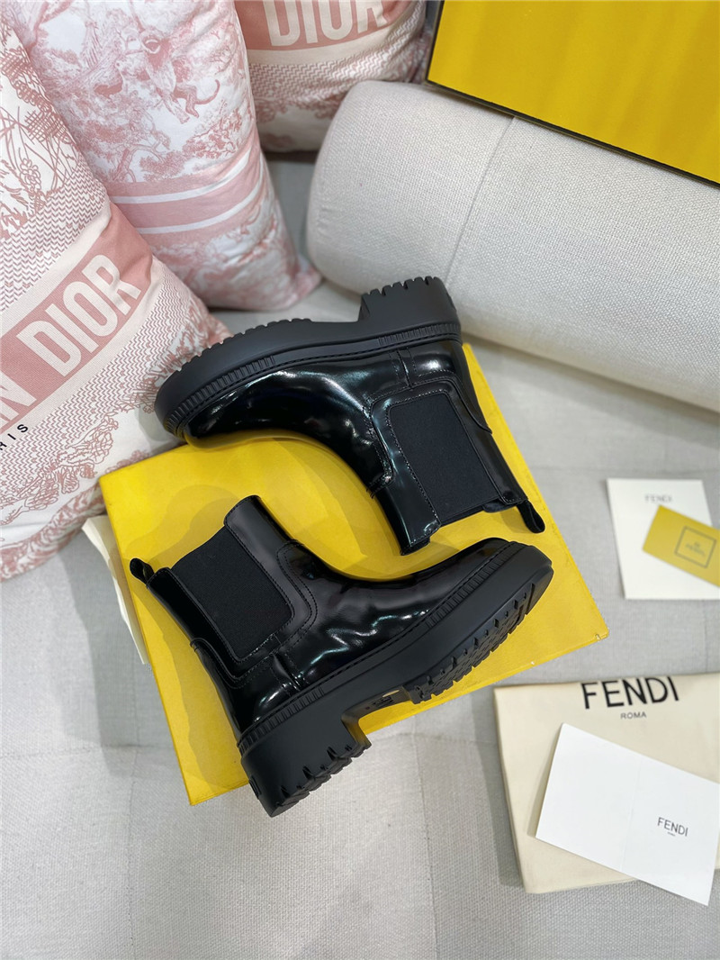 F**di patent leather filo biker boots