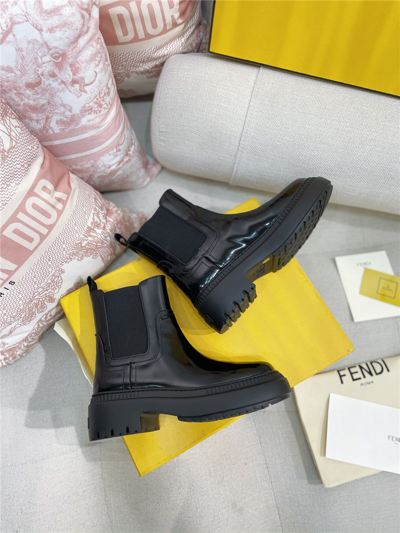 F**di patent leather filo biker boots