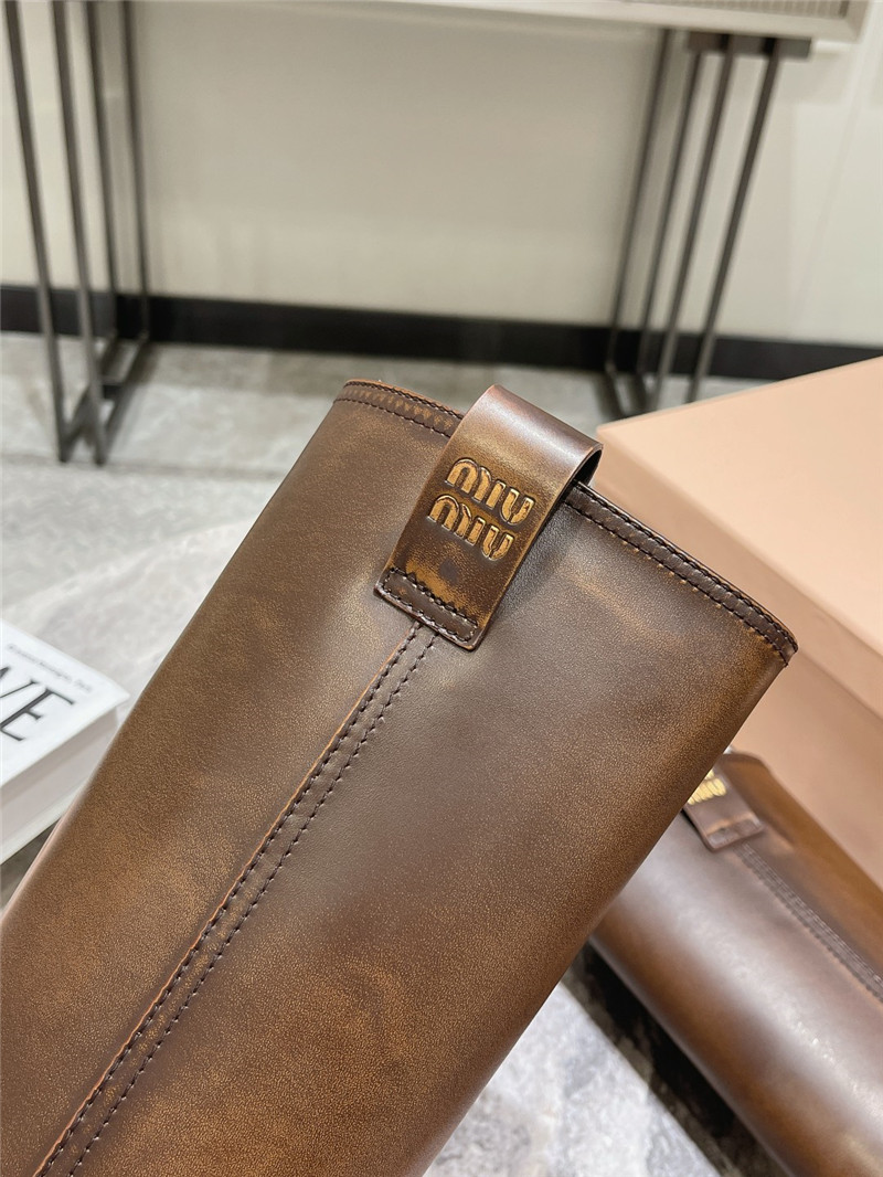 Miu Miu Fumé Brown Leather Boots
