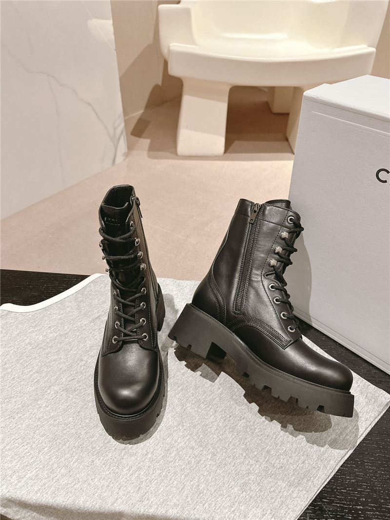 Ce1i*e bulky lace-up boots in calfskin