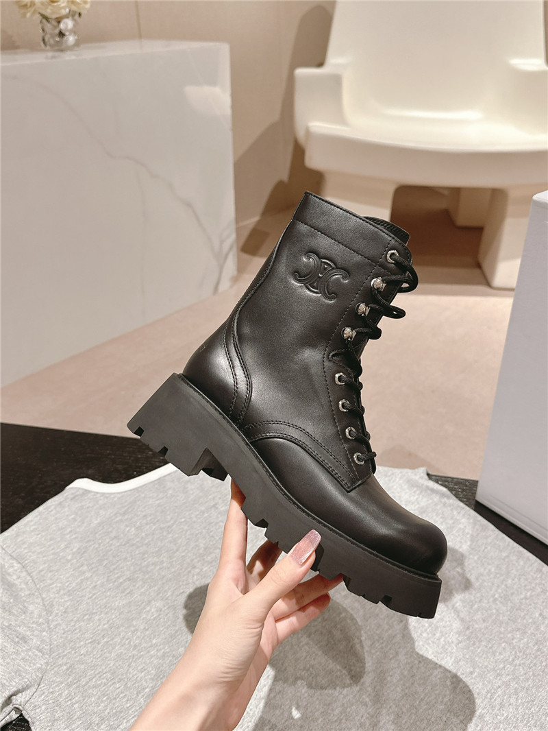 Ce1i*e bulky lace-up boots in calfskin