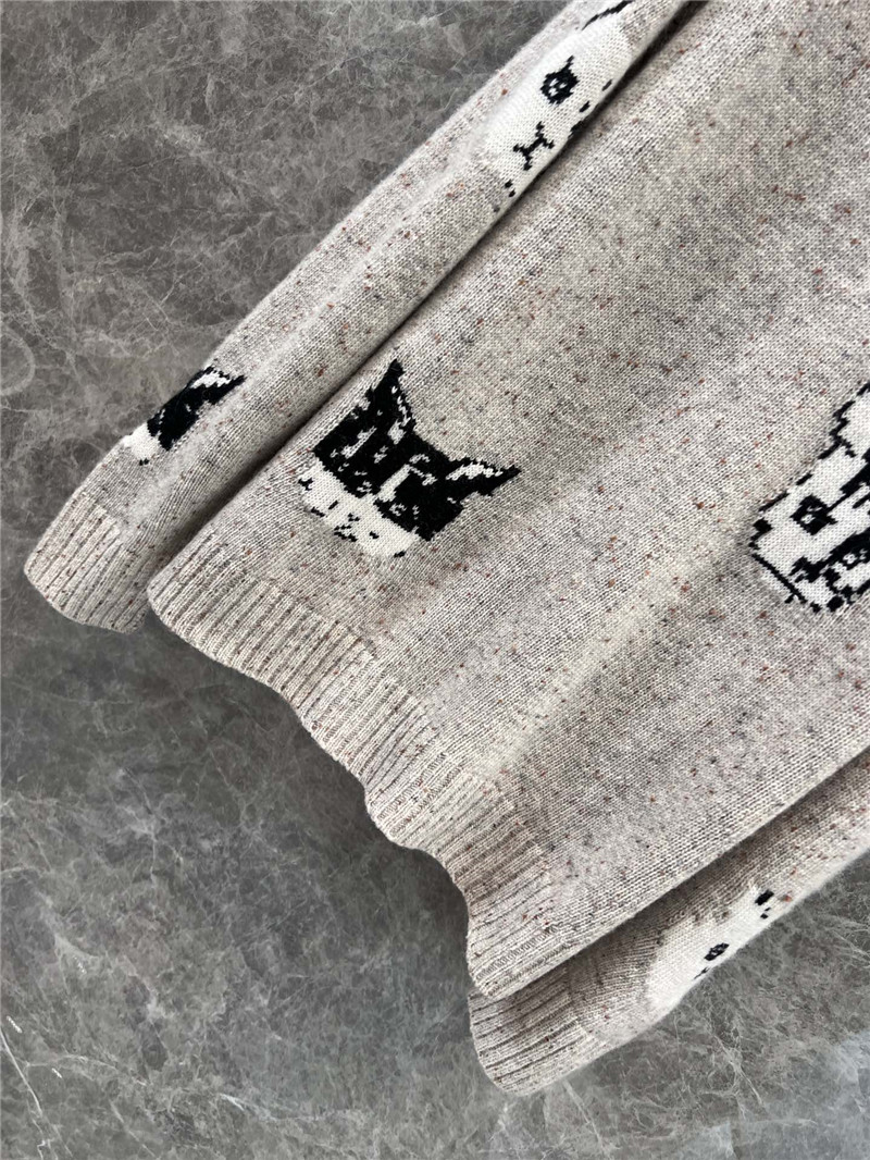 Acne Studios Cat Intarsia Knit Sweater Neutrals