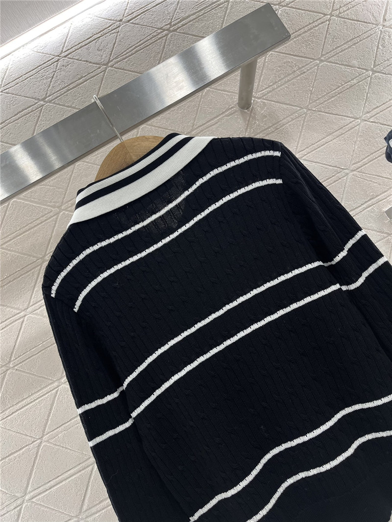 D10r stripe intarsia knit polo sweatshirt in black