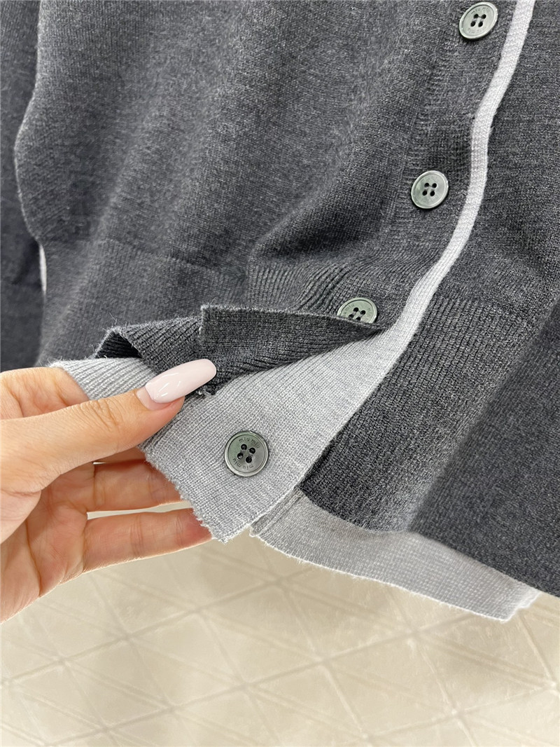 Miu Miu Contrast V-Neck Cardigan Grey