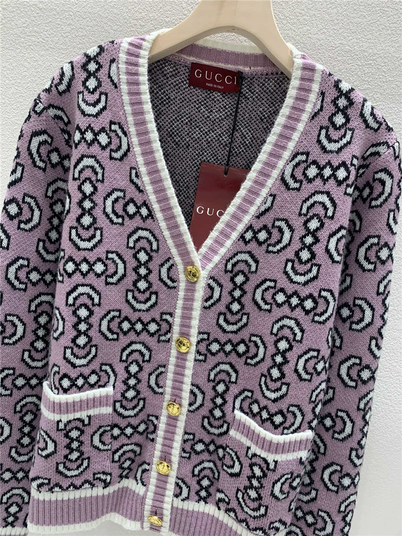 Gvc*1 v-neck oblique cardigan pink/black