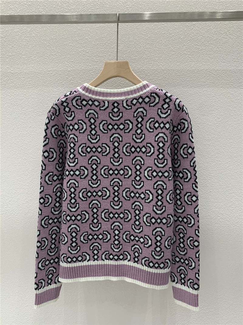 Gvc*1 crewneck oblique cardigan pink/black