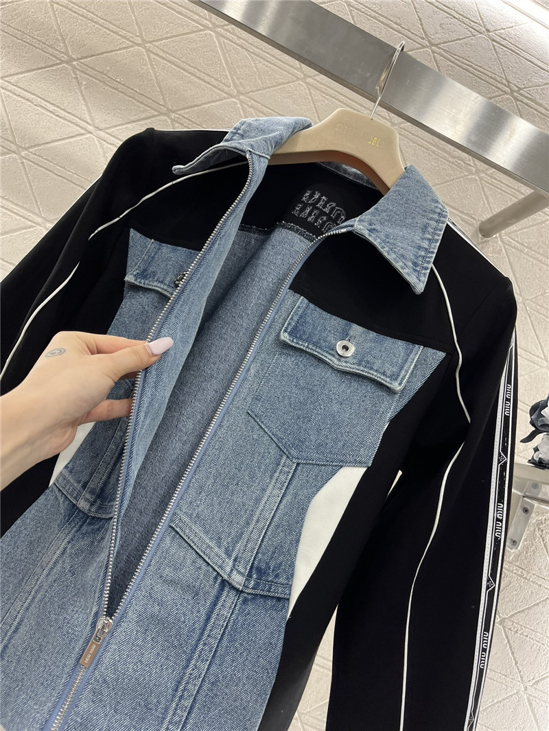 M1um1u contrast color denim jacket