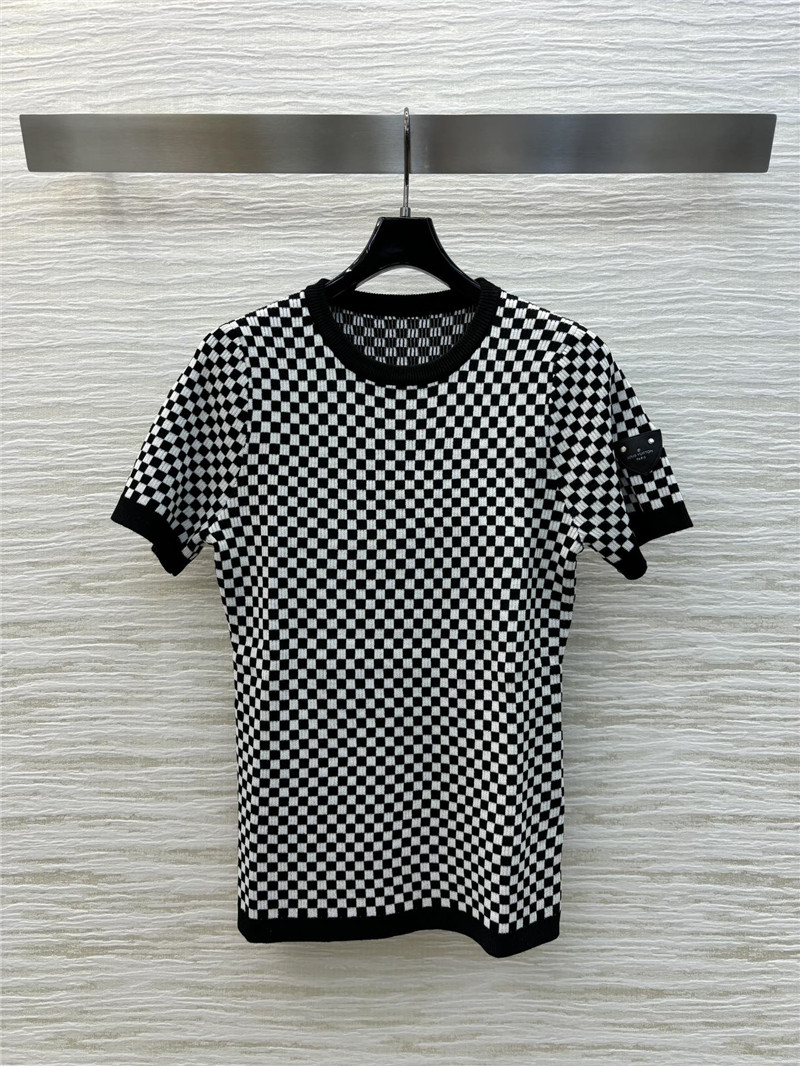 LV Mini Damier Knitted T-Shirt Black