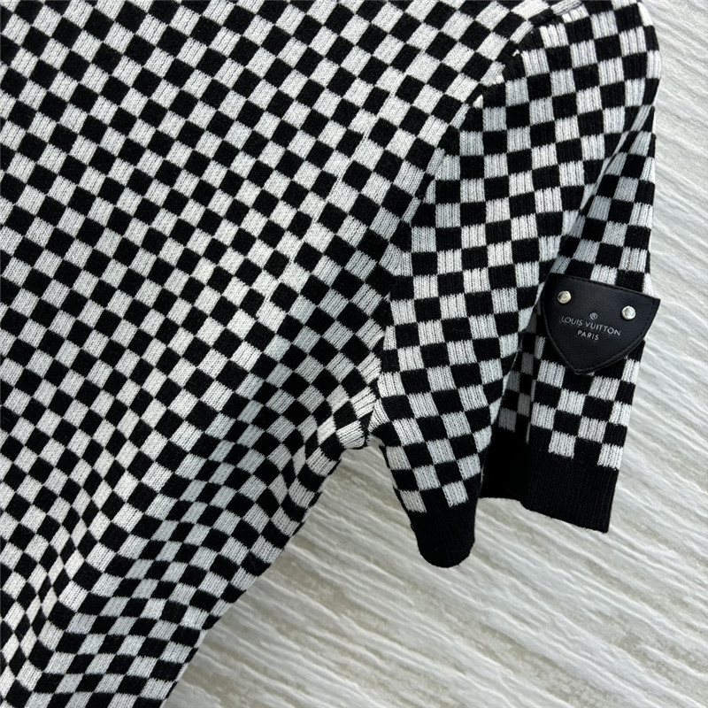LV Mini Damier Knitted T-Shirt Black