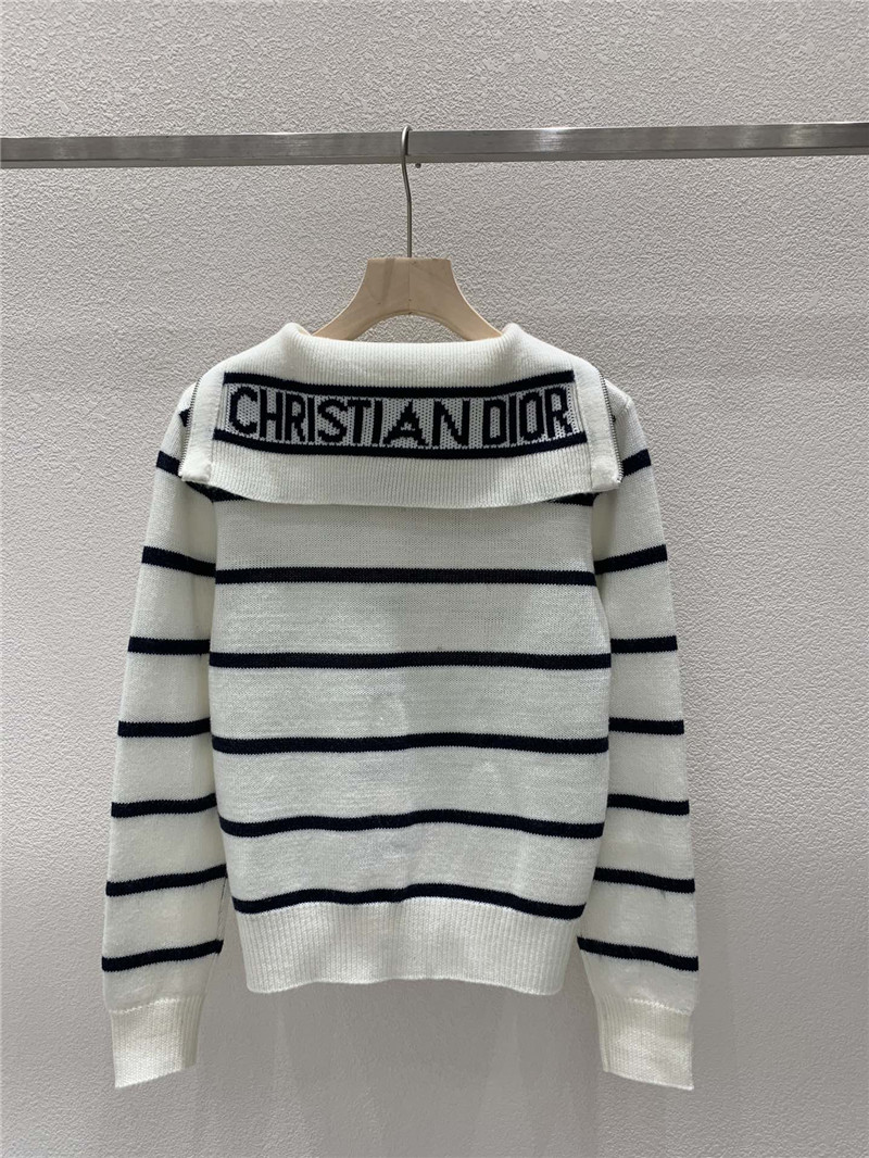 D10r sailor collar zipper knit sweater in white