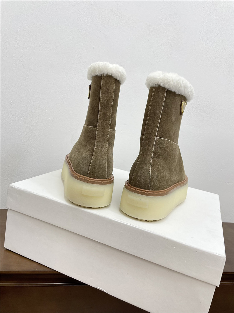 Pra*a triangle-logo platform brown suede snow boots