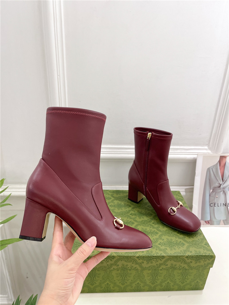 Gvc*1 horsebit leather ankle boots in burgundy