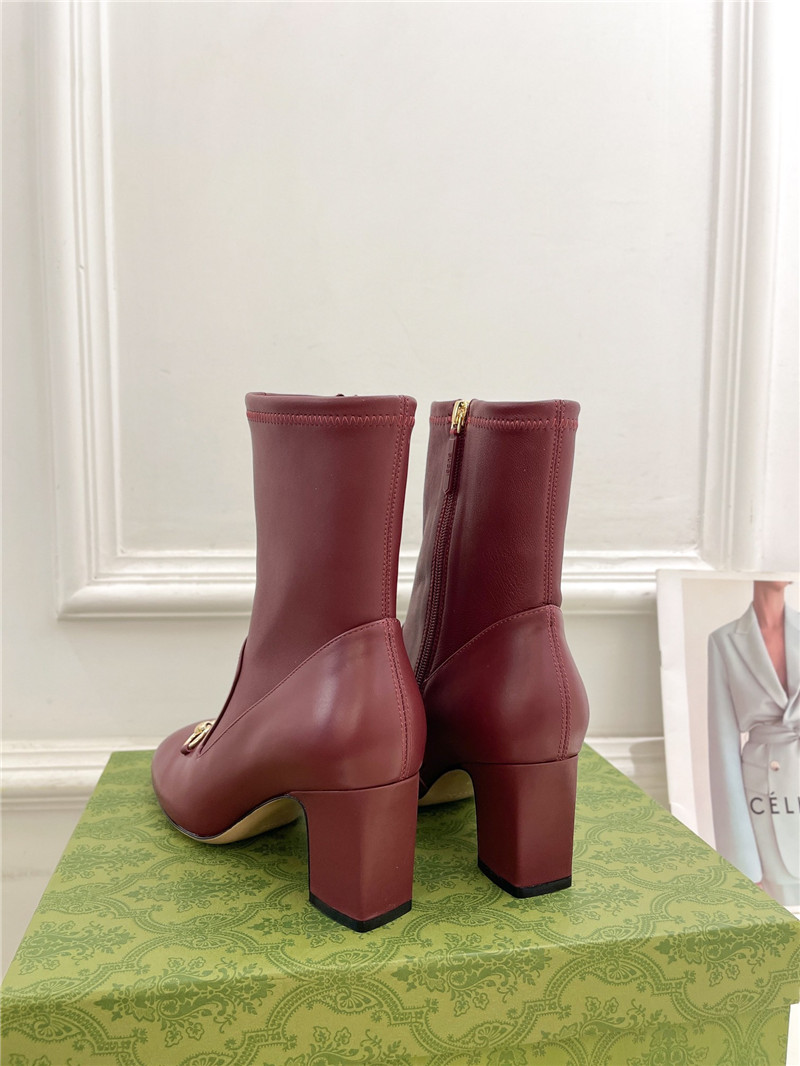 Gvc*1 horsebit leather ankle boots in burgundy