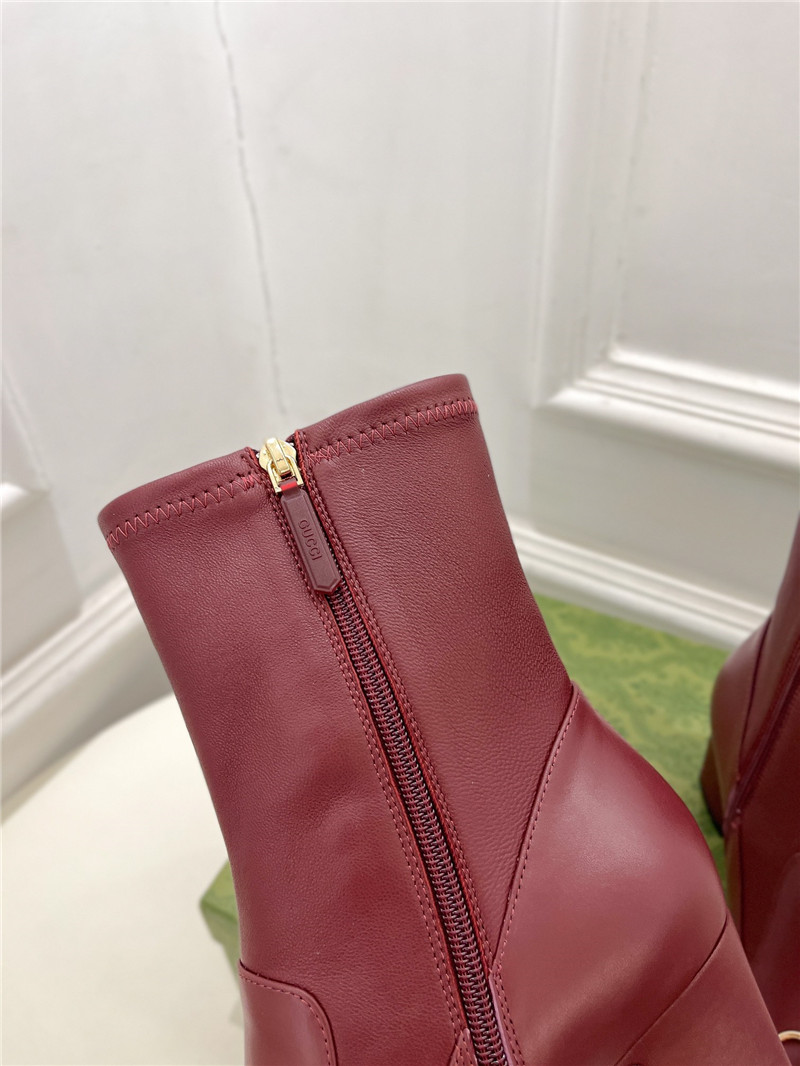 Gvc*1 horsebit leather ankle boots in burgundy