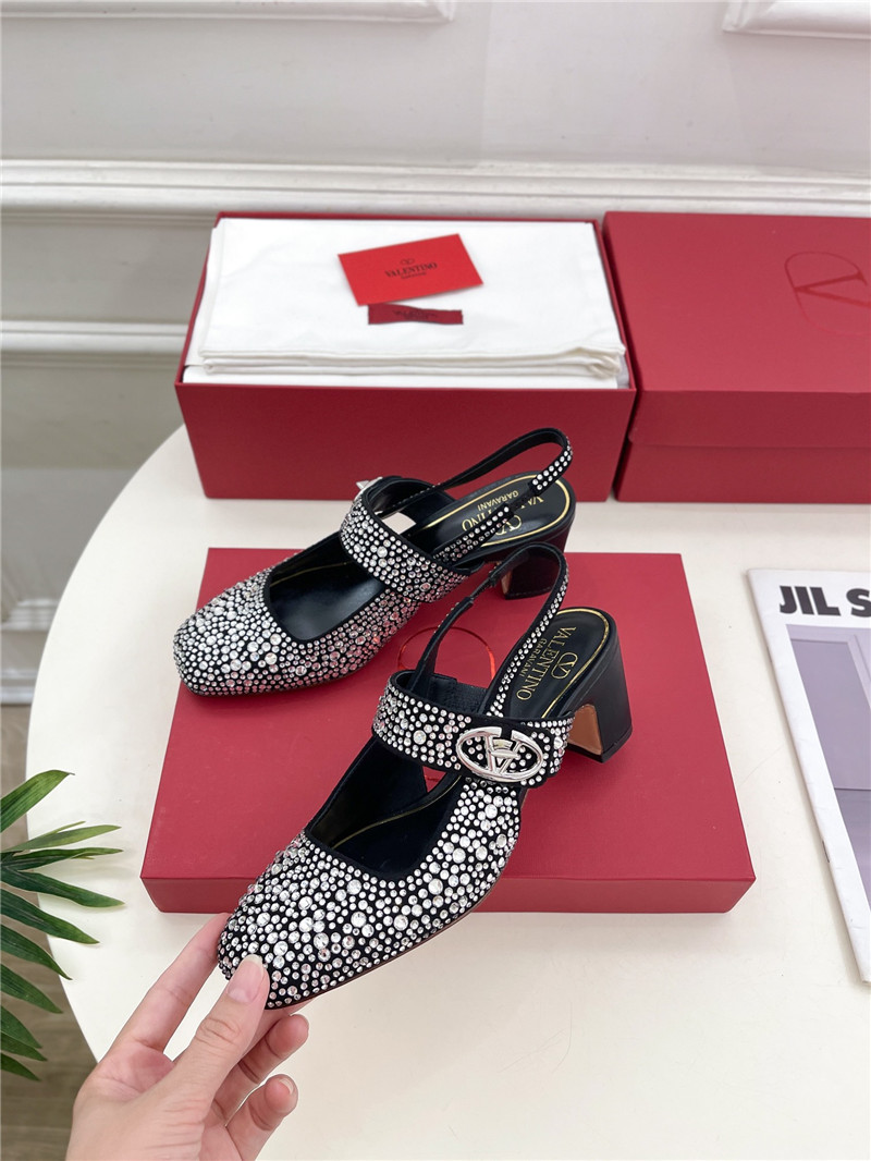 Va1e*ntin0 vlogo locker crystal black mary-jane slingbacks