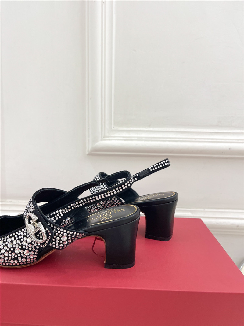 Va1e*ntin0 vlogo locker crystal black mary-jane slingbacks