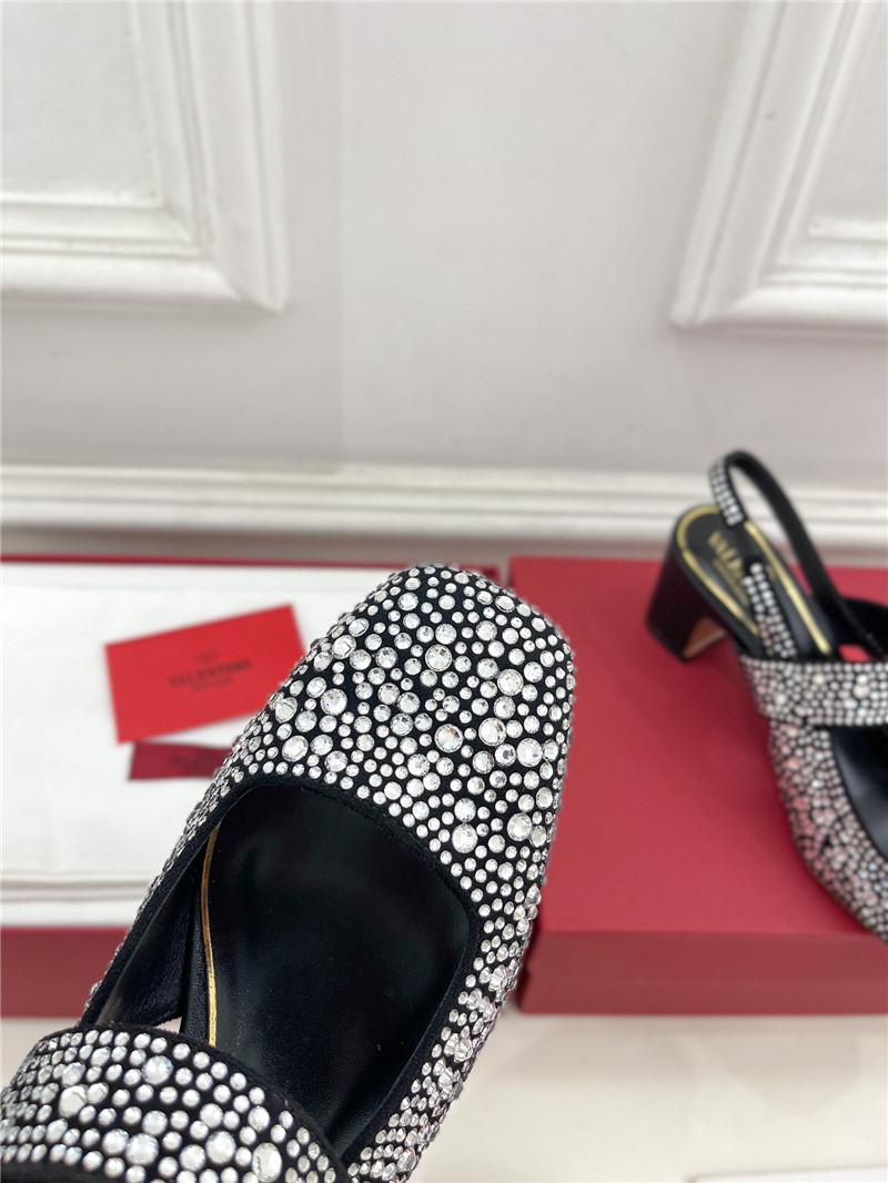 Va1e*ntin0 vlogo locker crystal black mary-jane slingbacks
