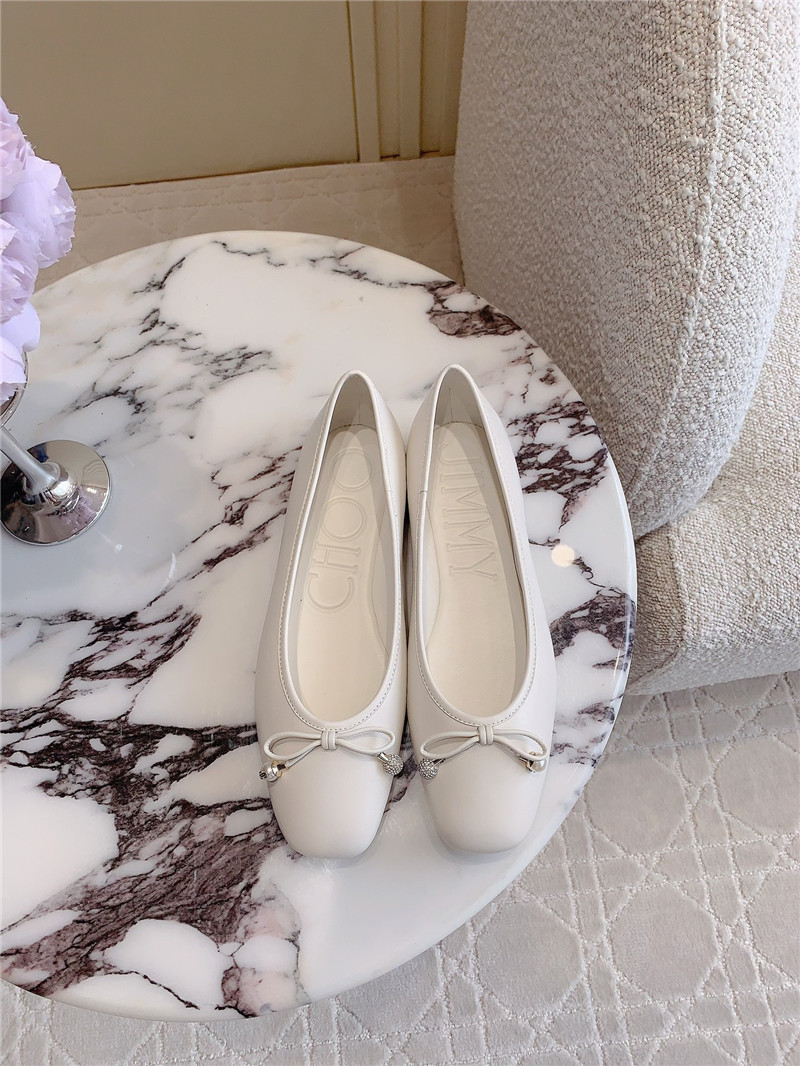 J1m*y Ch00 elme flats in latte nappa leather