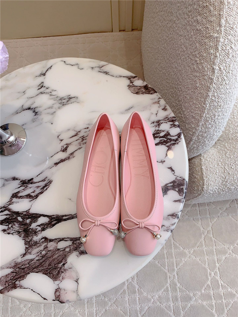 J1m*y Ch00 elme flats in rose nappa leather