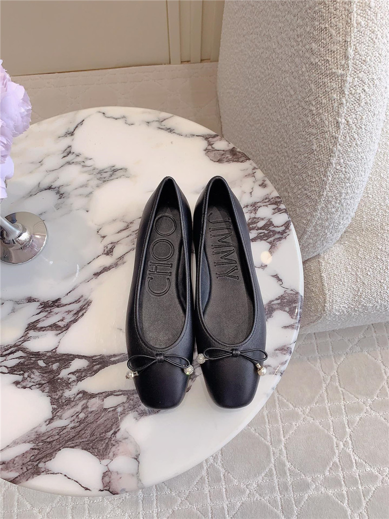J1m*y Ch00 elme flats in black nappa leather