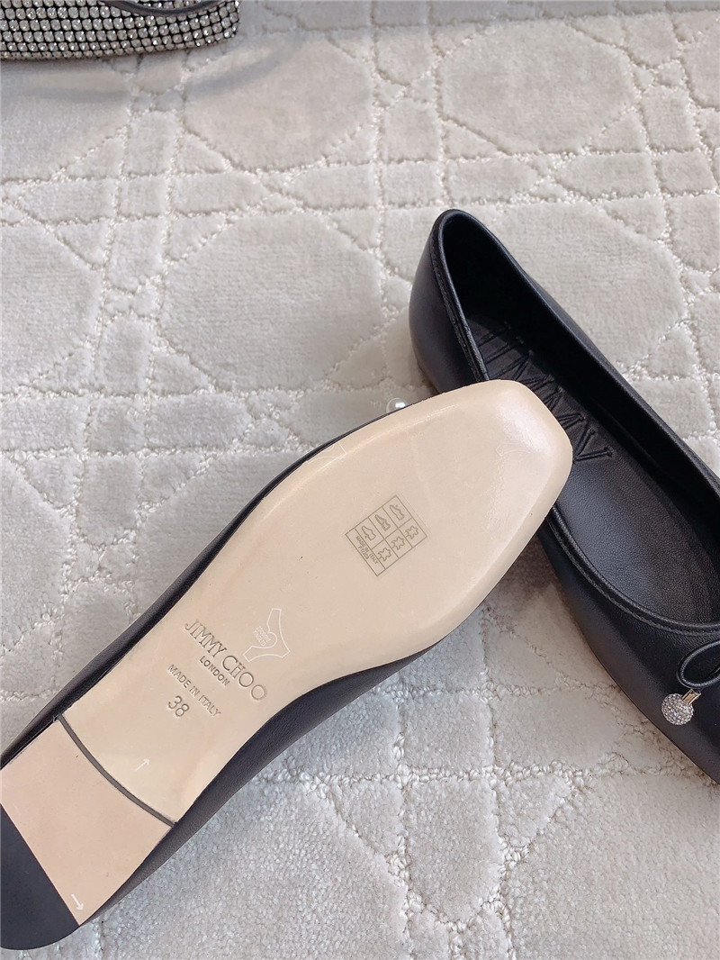 J1m*y Ch00 elme flats in black nappa leather