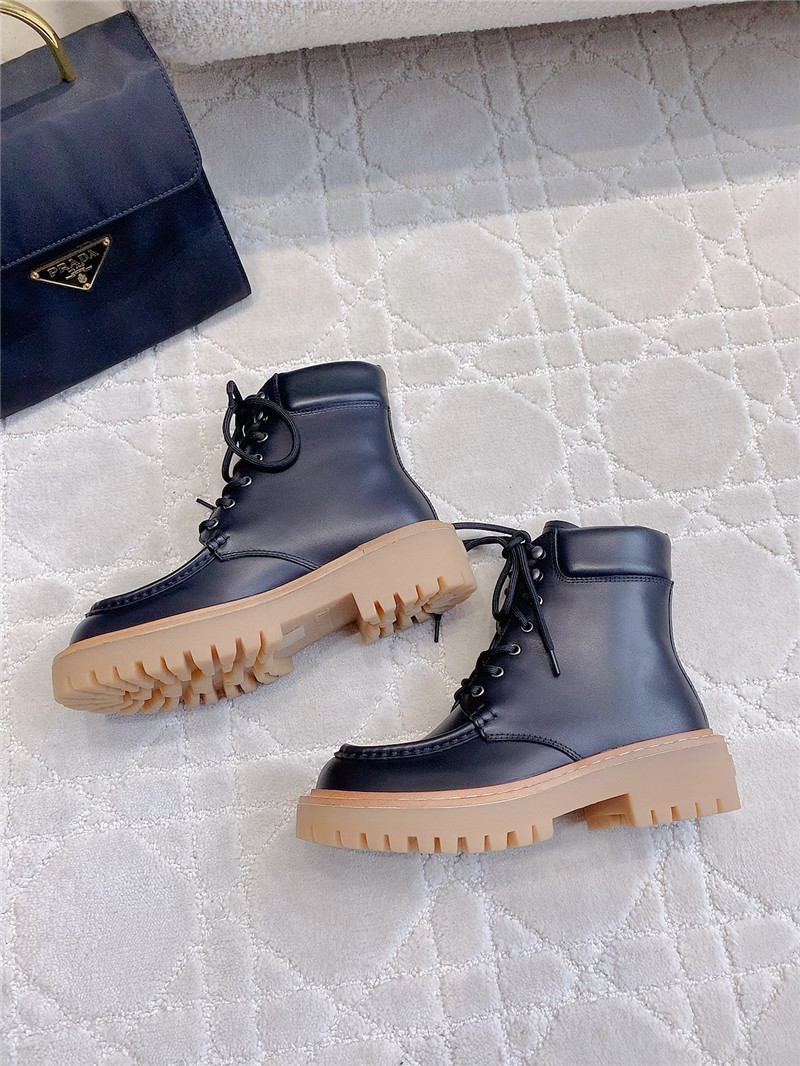 Pra*a platform lace-up calfskin ankle boots